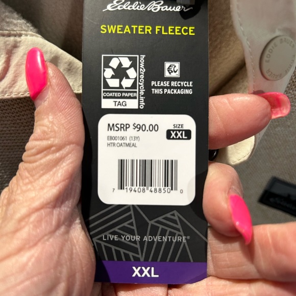 Men’s Eddie Bauer, tan color  long sleeve sweatshirt, size 2 XL pockets nwt - Picture 4 of 6